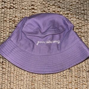 Purple Bucket Hat with Embroidered Text